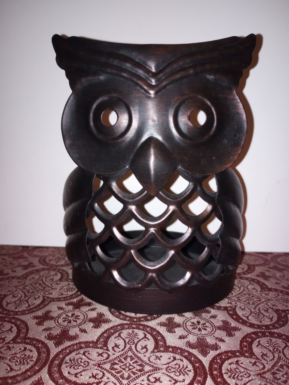 Decorative Owl Candle Holder- Dark Brown Accent for Home